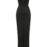 Black Strapless Pearls Beaded Embellished Maxi Dress