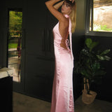 Satin Open Back Dress
