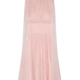 Ribbon Sleeveless Pleated Solid Long Dress