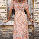 Bohemian Print V-neck HolidayChiffon Dress