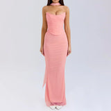 Mesh Corset And Midi Skirt Two Piece Set