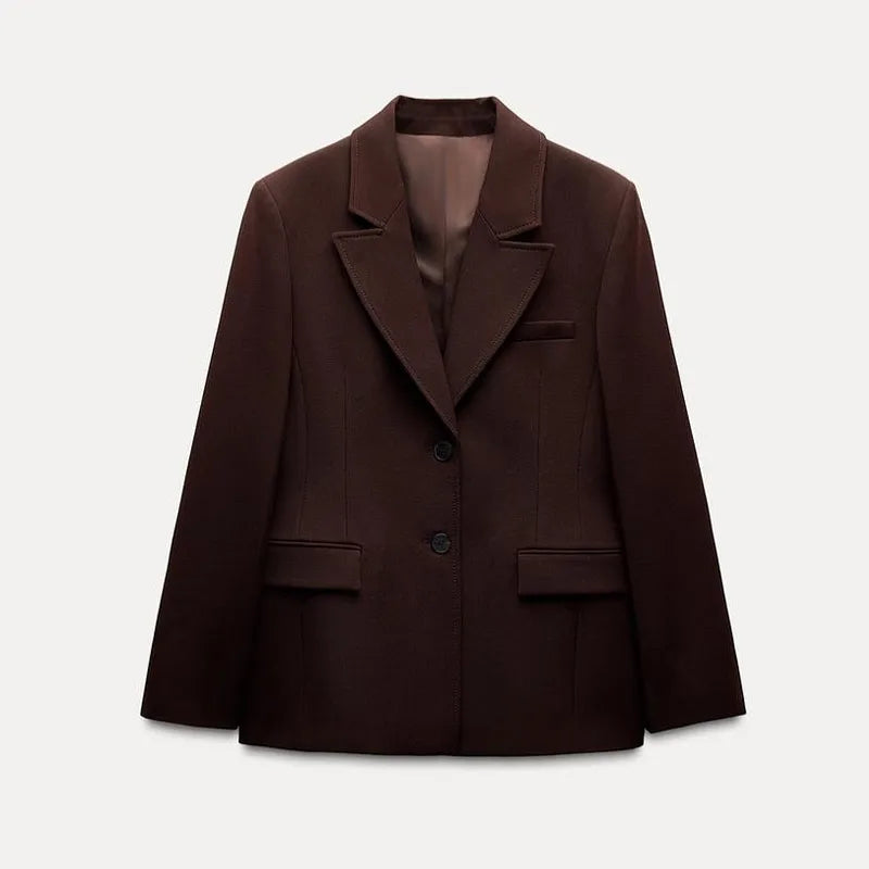 Turn-down-Collar Single Breasted-Top and Mini Skirt Suit