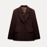 Turn-down-Collar Single Breasted-Top and Mini Skirt Suit