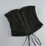 Lace Corset Patchwork Skirt And Gloves Set