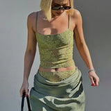 Women's Printed Spaghetti Strap Maxi Skirt Set