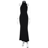 Halter Flower Backless Maxi Dress