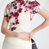 Printed Top and Pleated Long Skirt Suit