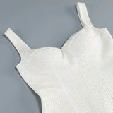 White Spaghetti Strap Diamonds Mini Dress