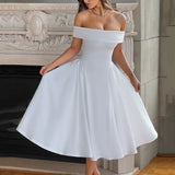 Off-Shoulder Flare Midi Dress