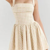 Cross Ribbon Folds Hem Ball Gown Swing Mini Dress