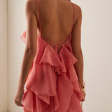Solid Spliced Appliques Loose Mini Dress