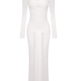 Long Sleeve Pleated Draped Maxi Dress