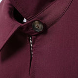 Zipper Lapel Burgundy Color Jacket and Skirt Suit