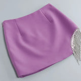 Purple Tassel Skirt and Long Sleeve Jacket Set