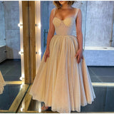 Spaghetti Straps Shinny Sequins Evening Party Dress
