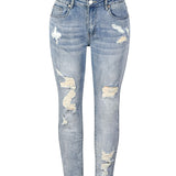 Women's Jeans Blue Hight Waist Streetwear Ripped Casual Fashion Denim Pencil Pants