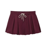 Zipper Lapel Burgundy Color Jacket and Skirt Suit