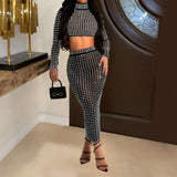 Rhinestone Strapless Top and Long Skirt Set