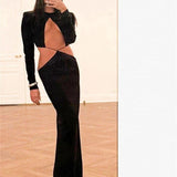 Black Cut Out Long Sleeve Dress Y2K Party Dress