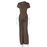Short Sleeve Maxi Dress Curvy Silhouette & Flattering Tie-Up
