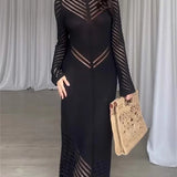 Sleeveless Patchwork Knit Maxi Dresses