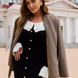 Patchwork Contrast Ribbed Midi Dress