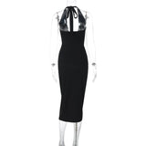 Halter Neck V-Neck Backless Dress