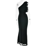 One Shoulder Ruffles Women Maxi Dress