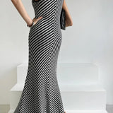 Striped Ribbed Midi Dress