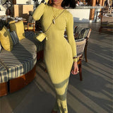 Ribbed Long Sleeve Maxi Dress
