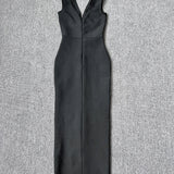 Sleeveless V Neck Bandage Long Dress