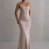Floral Draped Open Back Spaghetti Strap Maxi Dress
