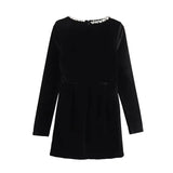 Black Rhinestone Velvet Mini Dress