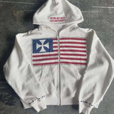 Minimalist Flag Patchwork Hoodie