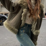 Faux Suede Leather Jacket
