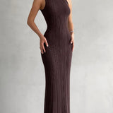 Women's Sleeveless Turtleneck Maxi Dress