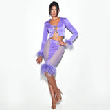 Long Sleeve Jacket and High Waist Skirt Set Outfit