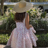 Flower Printed Open Back A-line Corset Mini Dress