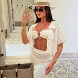 Knit Hollow Out Top and Long Skirt Suit