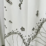 White Beads Diamond Long Sleeve Maxi Dress