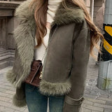 Faux Suede Leather Jacket