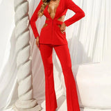 Cut Out Blazer Set