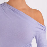 Long Sleeve Inclined Shoulder Maxi Dress
