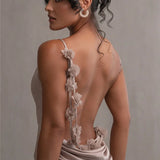Floral Draped Open Back Spaghetti Strap Maxi Dress