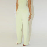 Square Collar Halter Top and Long Pant Suit