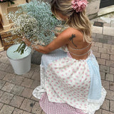 Lace Patchwork Halter Maxi Dress