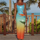 Floral Sequin Maxi Dress with Spaghetti Straps