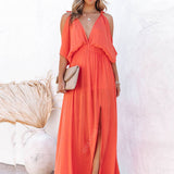 Summer Elegant Solid Color Beach Wear Maxi Dresses