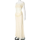 Lace Hollow Out Sleeveless Bodycon Maxi Dress