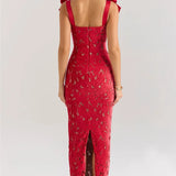 Bows Lace Bodycon Maxi Dress